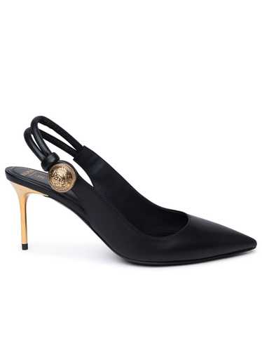 Black Leather Sling Back