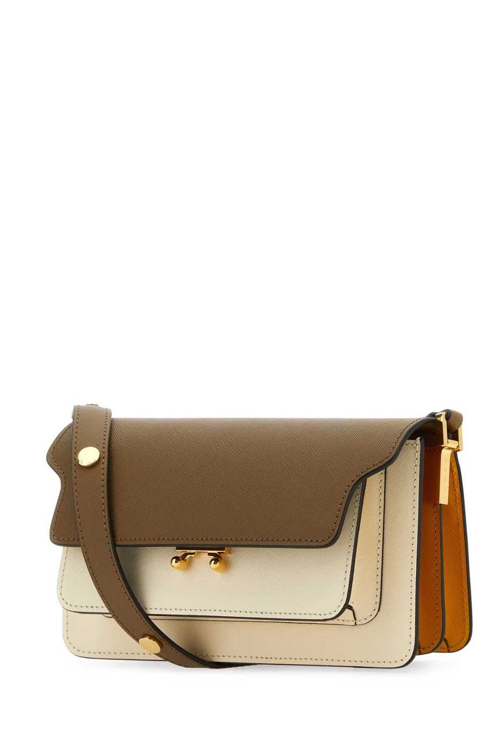 Two-Tone Leather Mini Trunk Soft Shoulder Bag - image 2