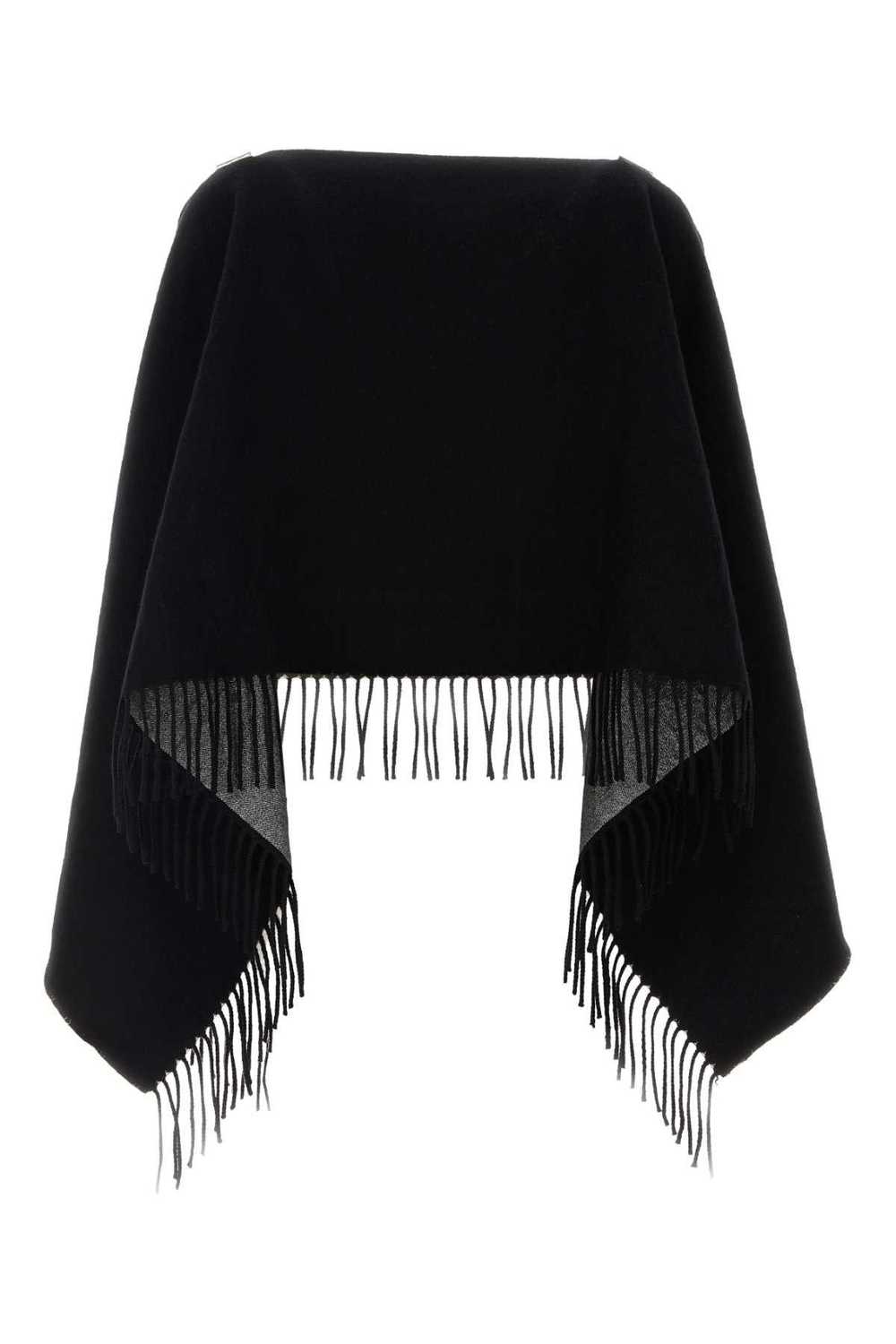 Black Wool Blend Poncho - image 2