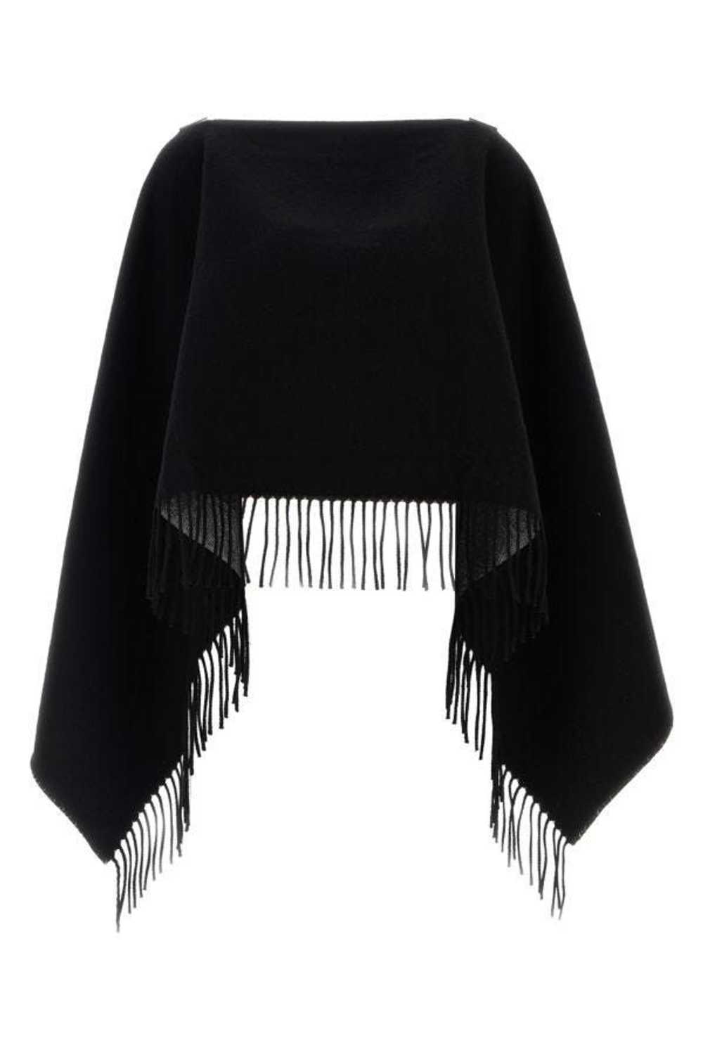 Black Wool Blend Poncho - image 3