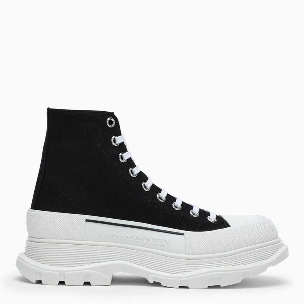 Alexander Mcqueen Black Canvas Tread Slick Boots - image 1