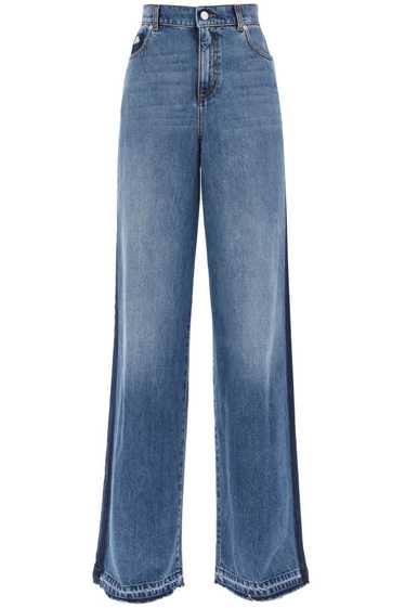 ALEXANDER MCQUEEN Wide Leg Jeans With Contrasting 