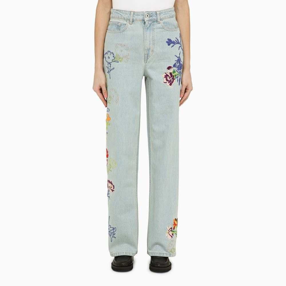 Kenzo Light Blue Jeans With Denim Flower Embroide… - image 1