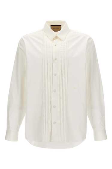 Pleated plastron shirt