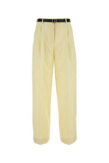 Pastel Yellow Gabardine Wide-Leg Pant