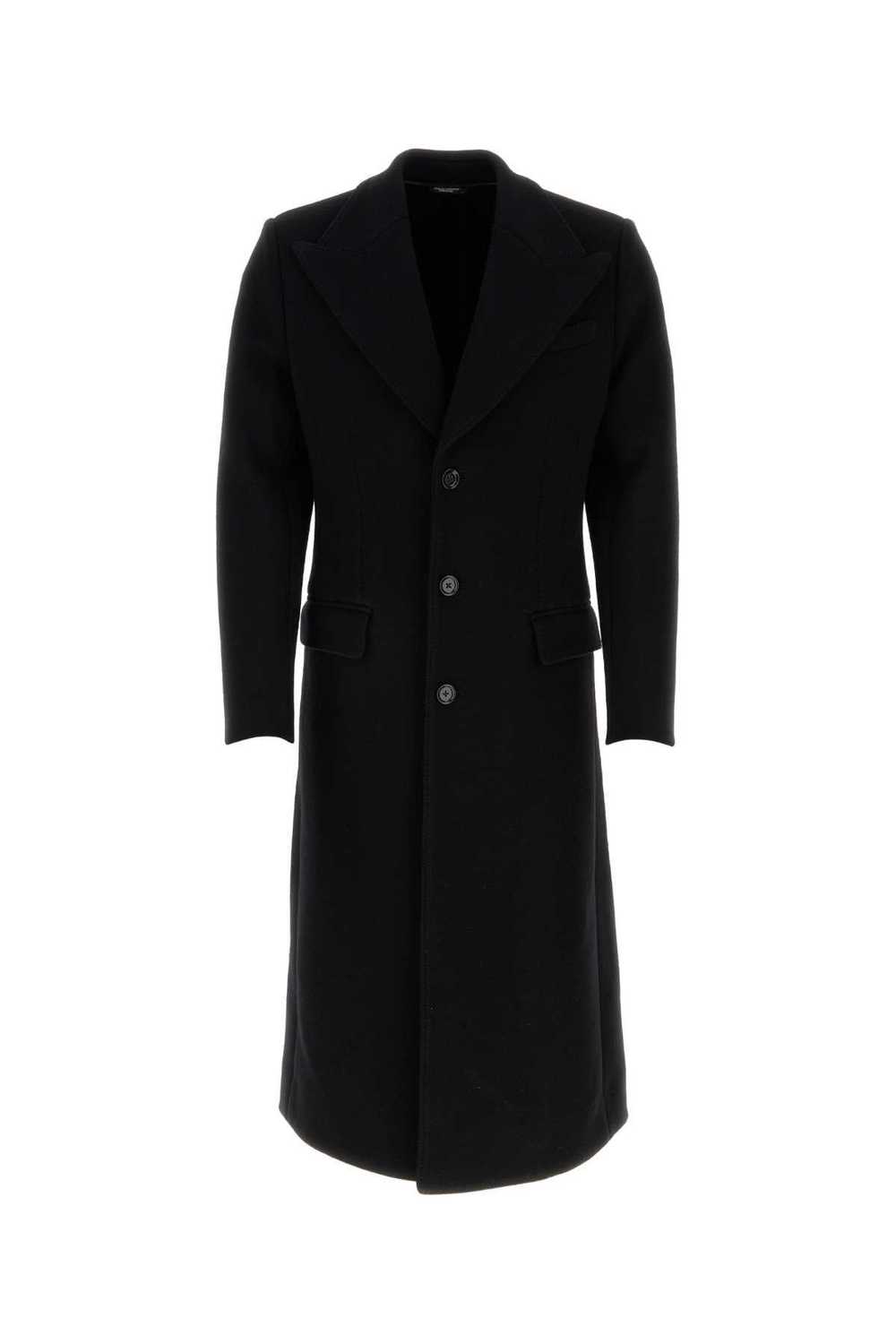 Black Stretch Wool Blend Coat - image 1