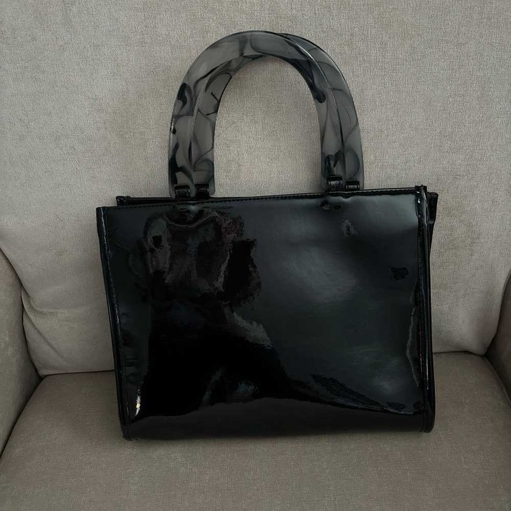 Neiman Marcus black patent handbag with tortoise … - image 1