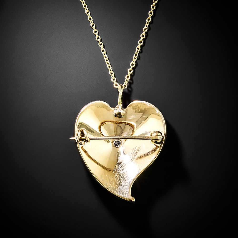 Victorian Seed Pearl and Diamond Witch's Heart Pe… - image 2