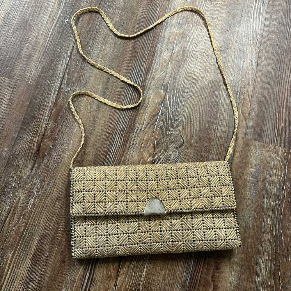 80s woven beige clutch bag - image 1