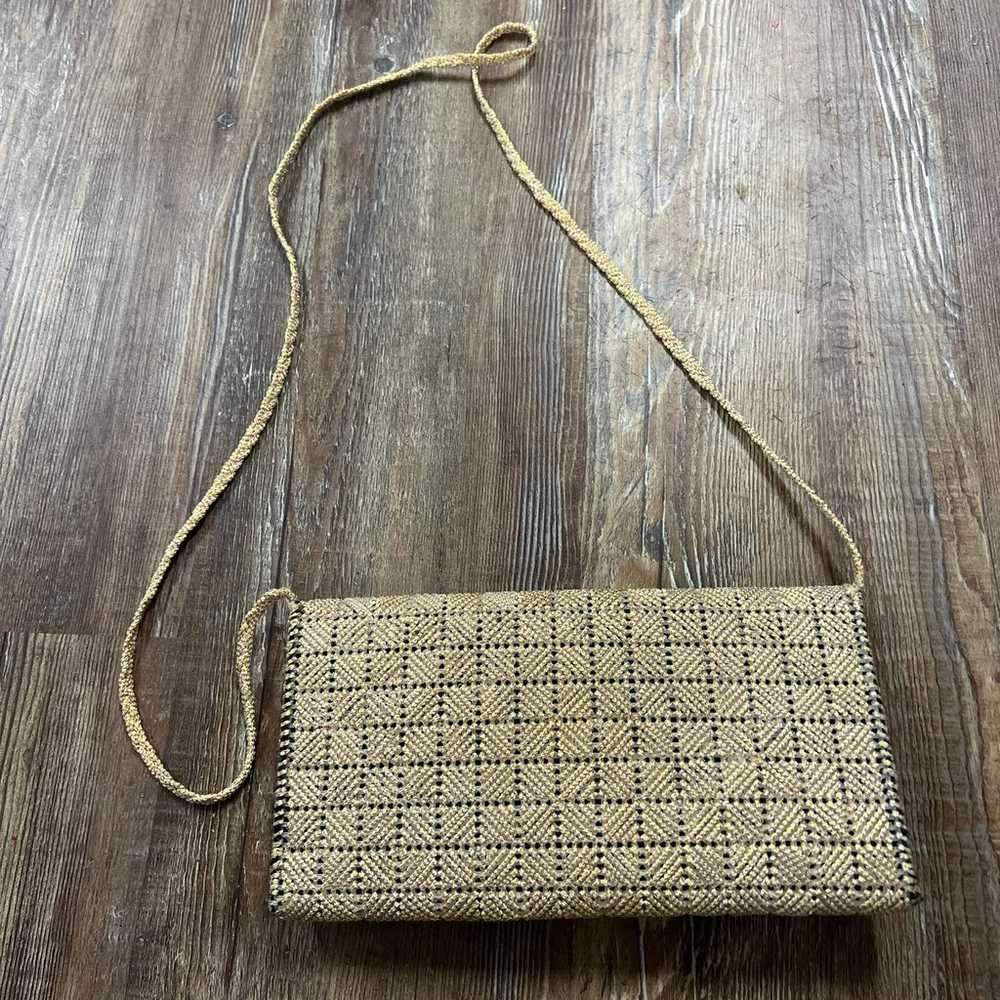 80s woven beige clutch bag - image 5