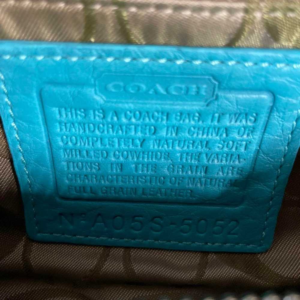 Coach handbag, leather, light blue, turquoise blue - image 5