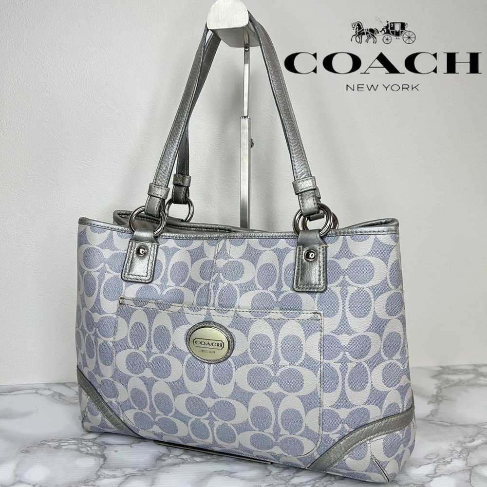 50 COACH Signature Handbag Tote Bag PVC - image 1