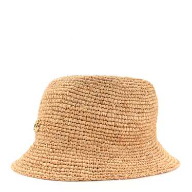 GUCCI Raffia Double G Bucket Hat S Ivory - image 1