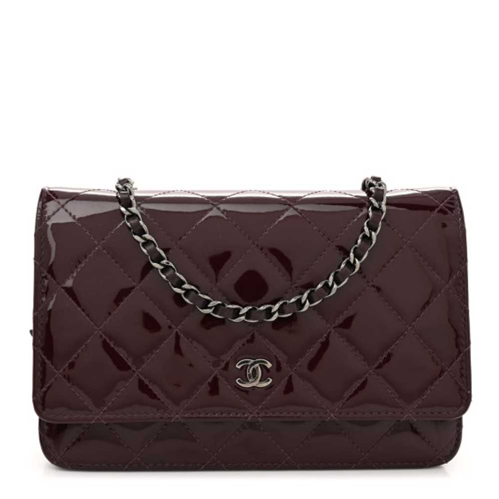 CHANEL Patent Quilted Wallet On Chain WOC Purple - image 1