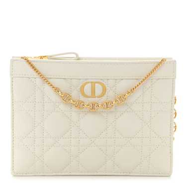 CHRISTIAN DIOR Calfskin Cannage Caro Zipped Pouch… - image 1