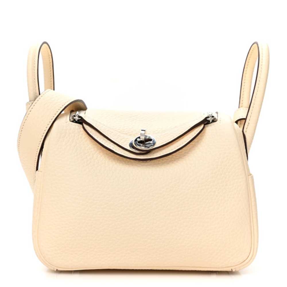 HERMES Taurillon Clemence Mini Lindy 20 Nata - image 1