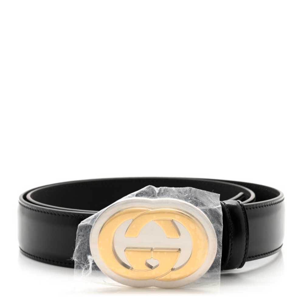 GUCCI Calfskin Interlocking G Belt 85 34 Black - image 1