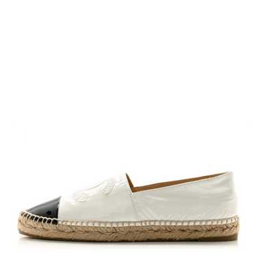 CHANEL Patent CC Espadrilles 40 White Black