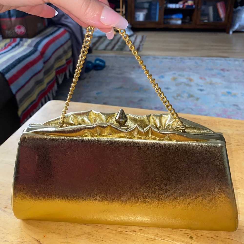 Gold handheld vintage clutch - image 1