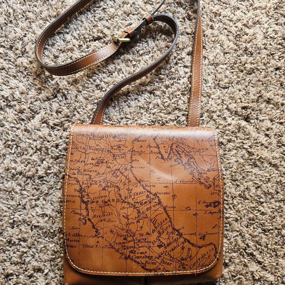 Patricia Nash brown leather map print crossbody b… - image 2