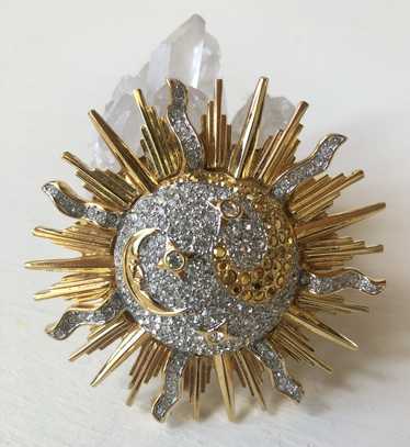 Vintage Celestial Sun Brooch