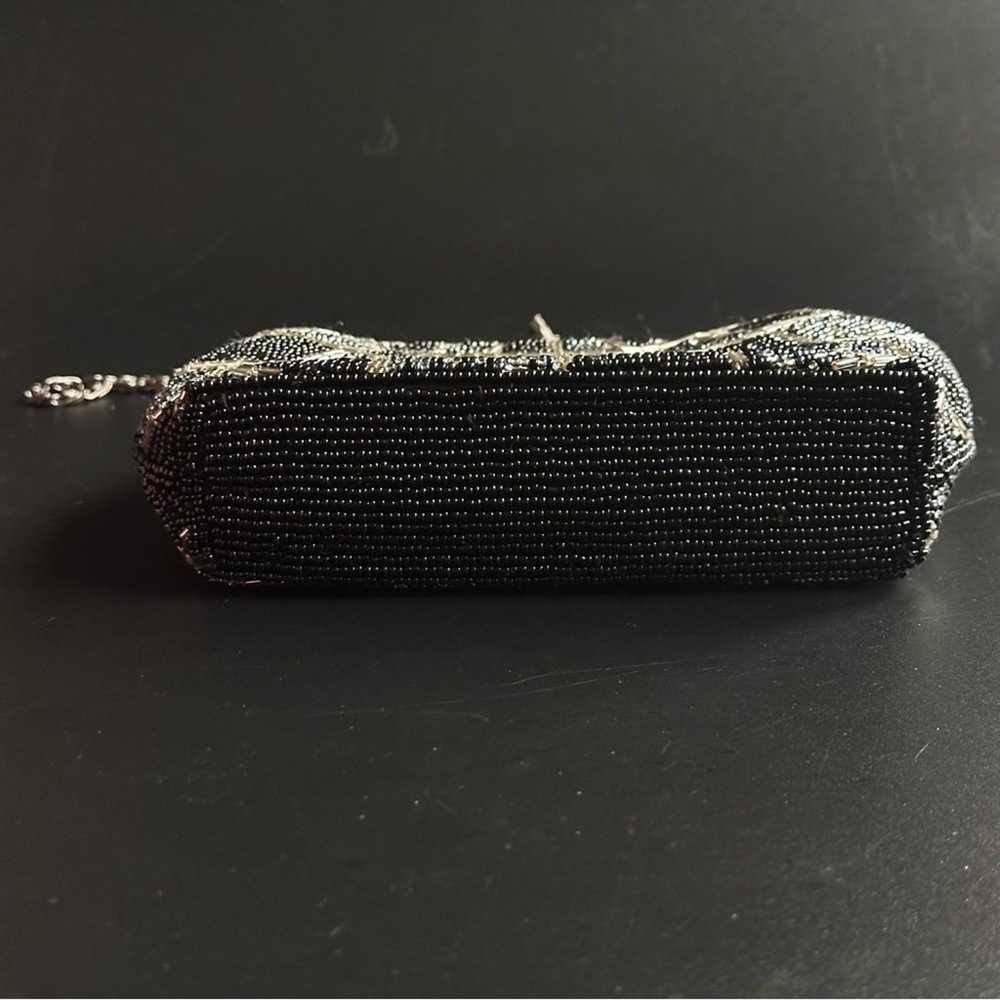 Vintage Black & Silver Beaded Small Clutch With C… - image 7