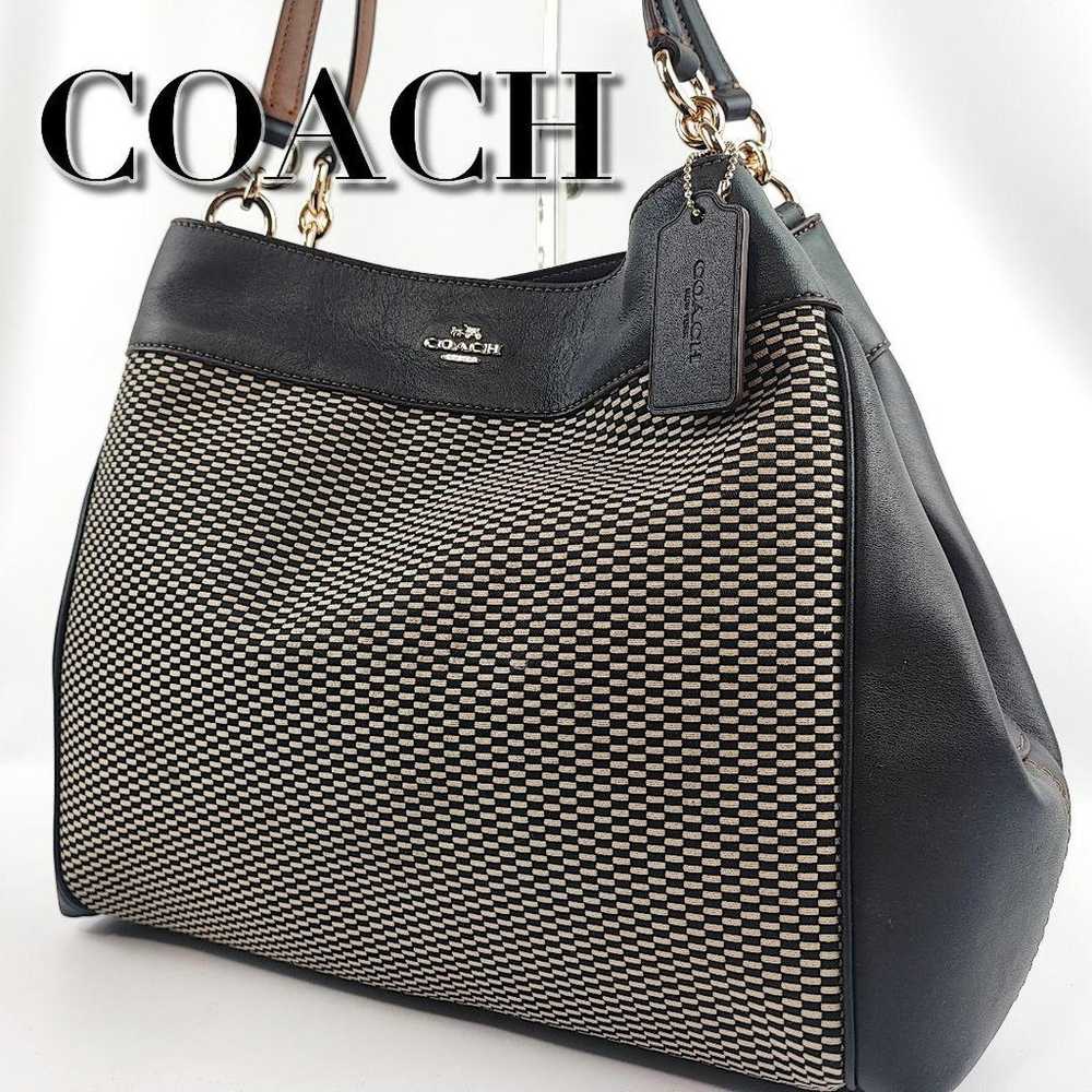 COACH Shoulder Bag Canvas Logo Brown - image 1