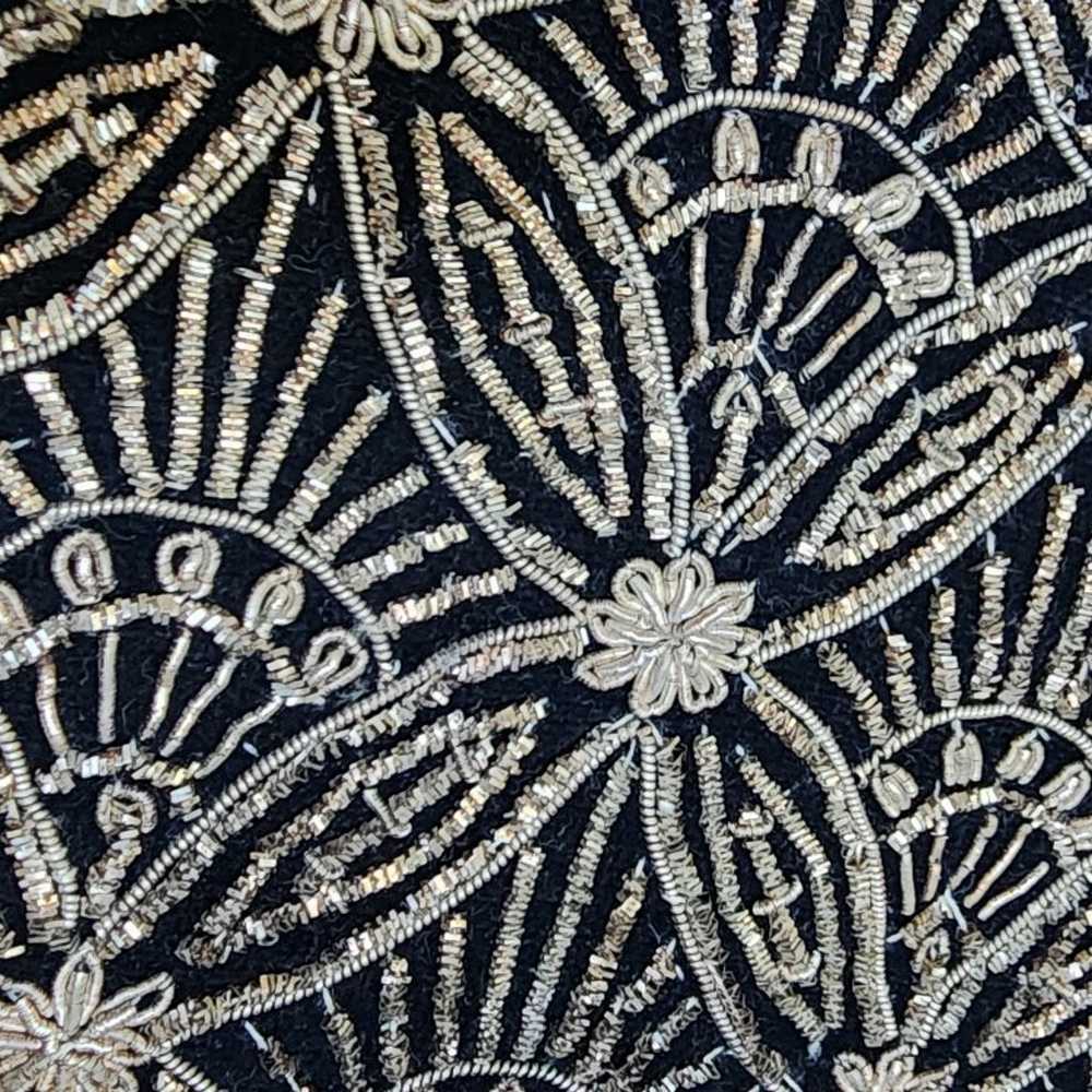 Vintage Black Velvet Gold Embroidered Metallic De… - image 3