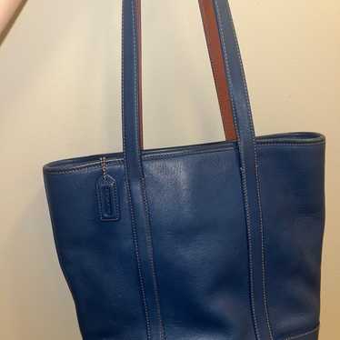 VINTAGE blue leather coach tote!!!