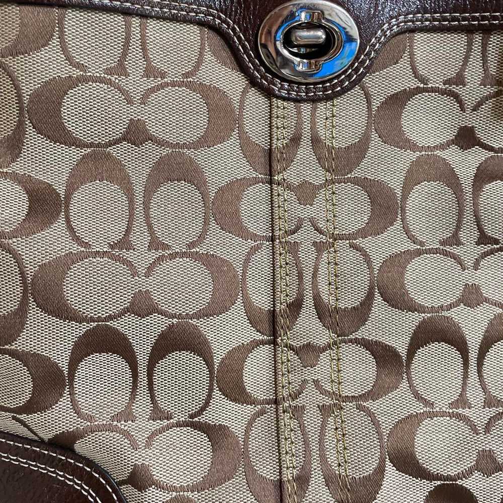 COACH Signature Beige Brown Handbag - image 8