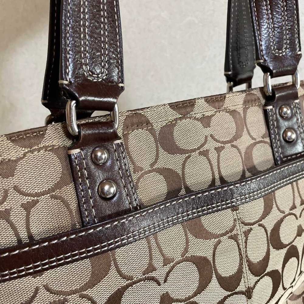 COACH Signature Beige Brown Handbag - image 9