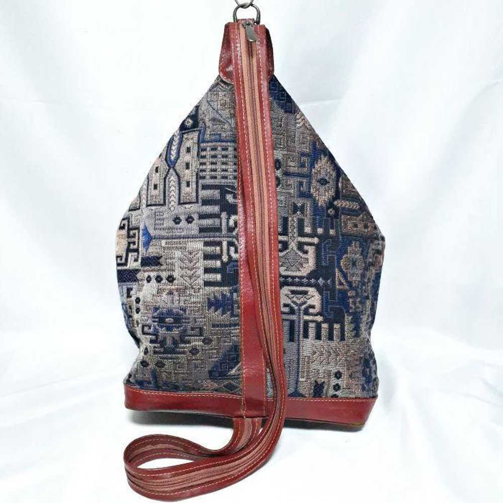 Kilim Jacquard Weave Cowhide 2-way Shoulder Bag B… - image 5