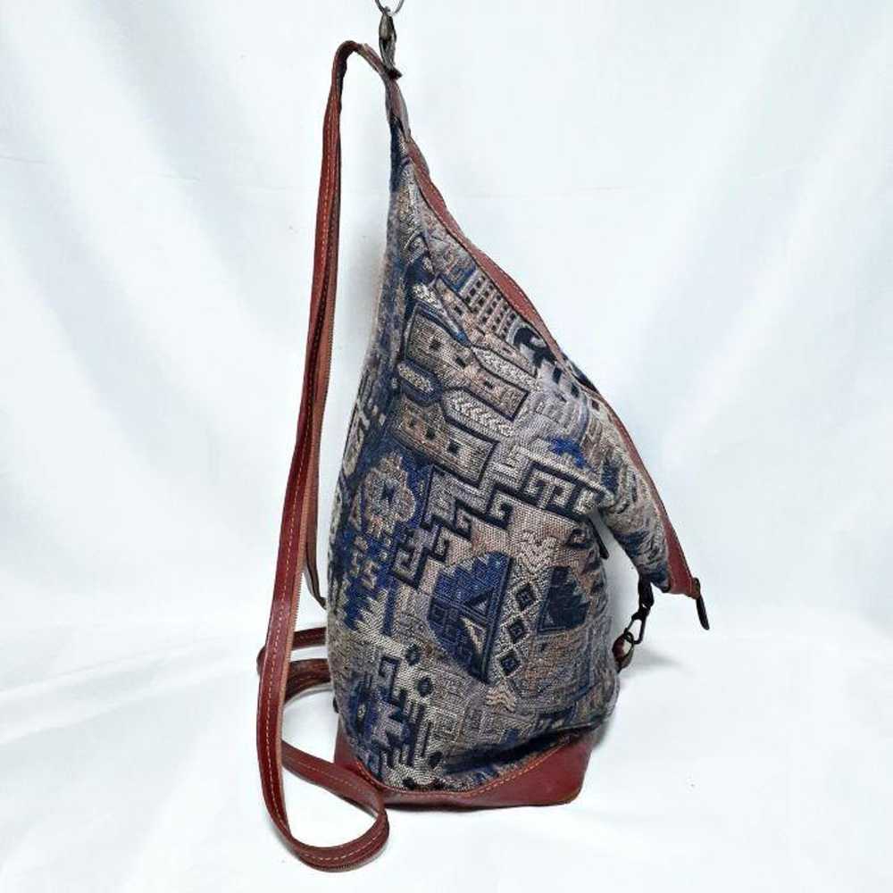 Kilim Jacquard Weave Cowhide 2-way Shoulder Bag B… - image 6