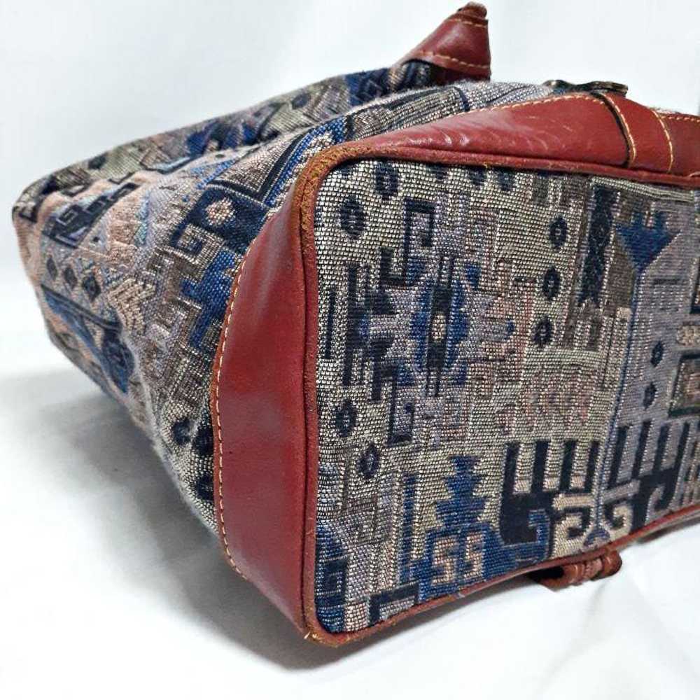 Kilim Jacquard Weave Cowhide 2-way Shoulder Bag B… - image 9