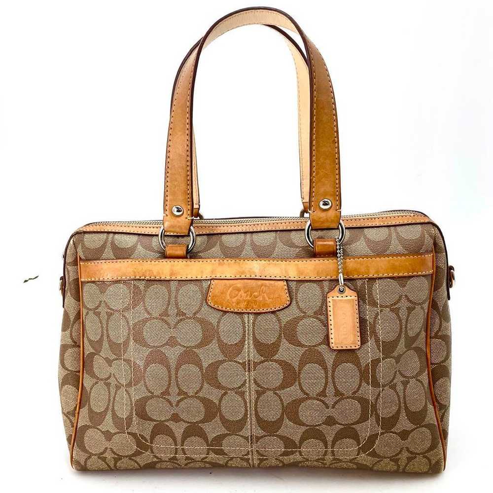 Coach Hand Mini Boston Bag Shoulder Signature Pop… - image 1