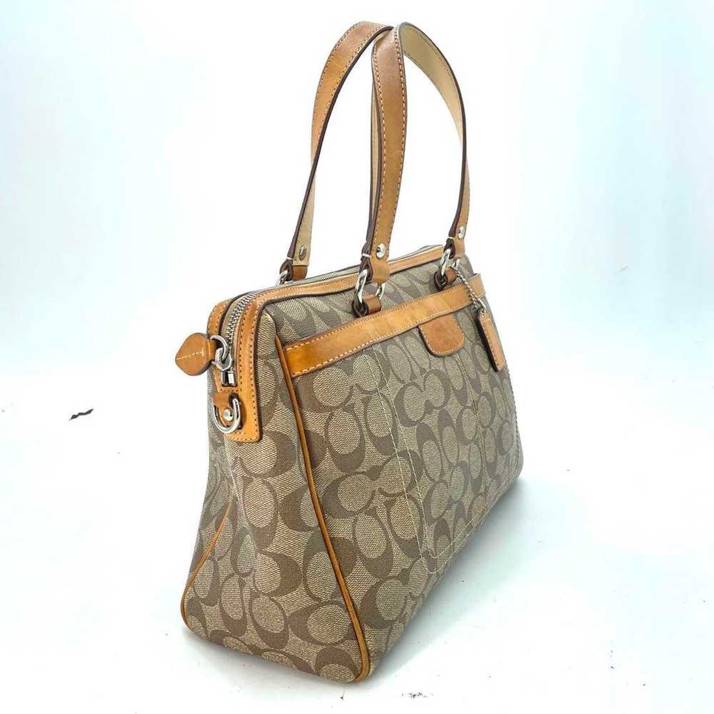 Coach Hand Mini Boston Bag Shoulder Signature Pop… - image 3