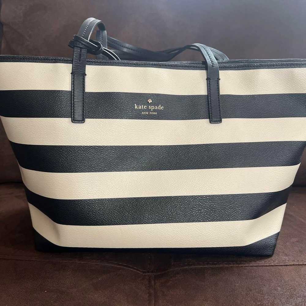 Kate Spade tote bag black and white stripes - image 1