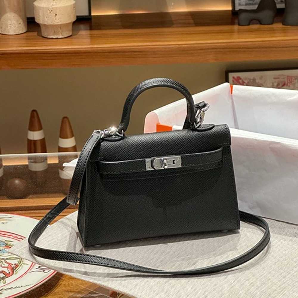 Black silver buckle handbag - image 2