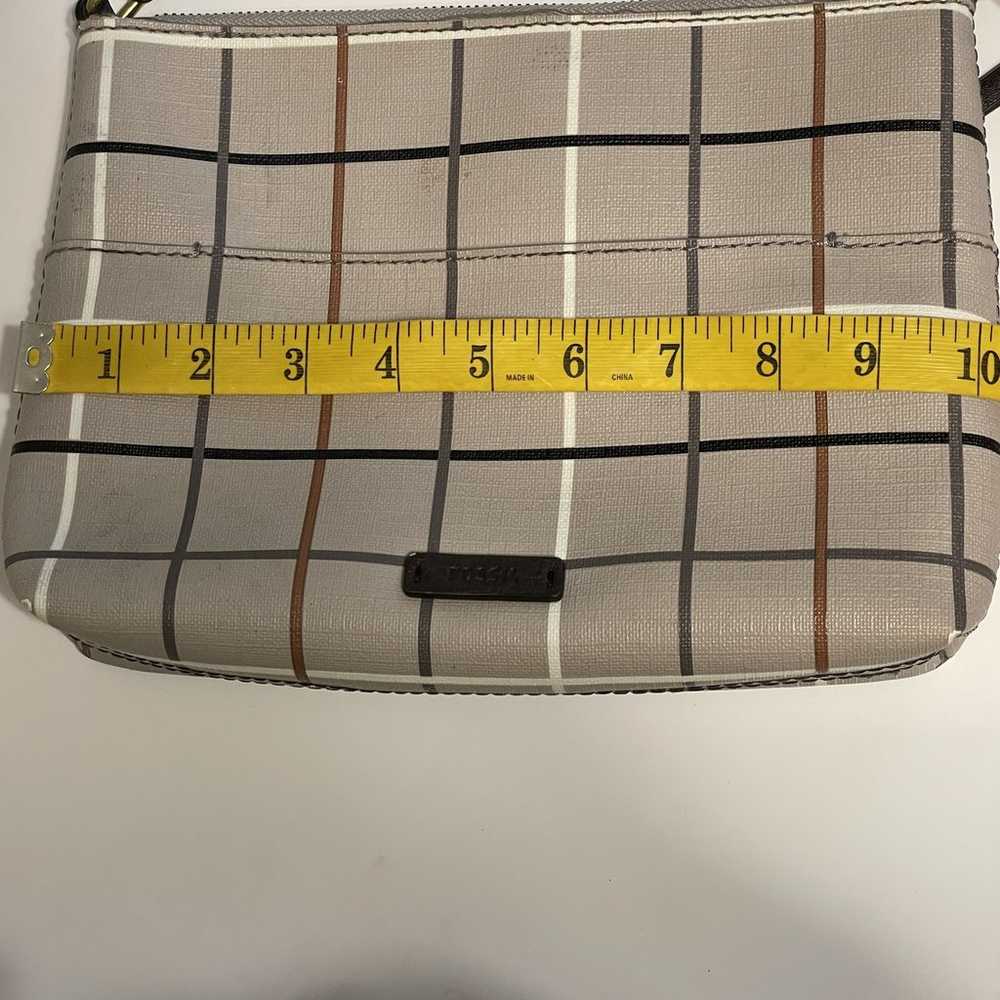 Fossil Gray Plaid Fiona Crossbody Bag Womens Key … - image 10