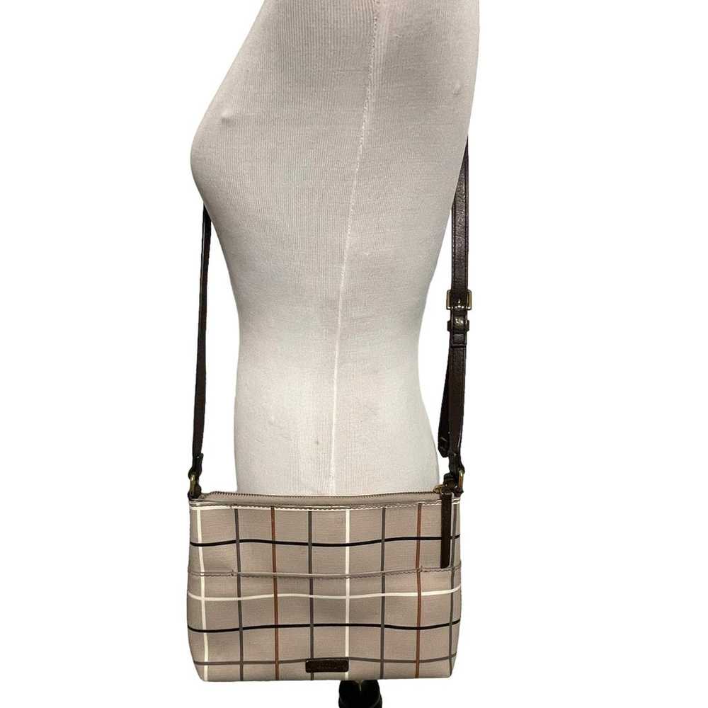 Fossil Gray Plaid Fiona Crossbody Bag Womens Key … - image 3