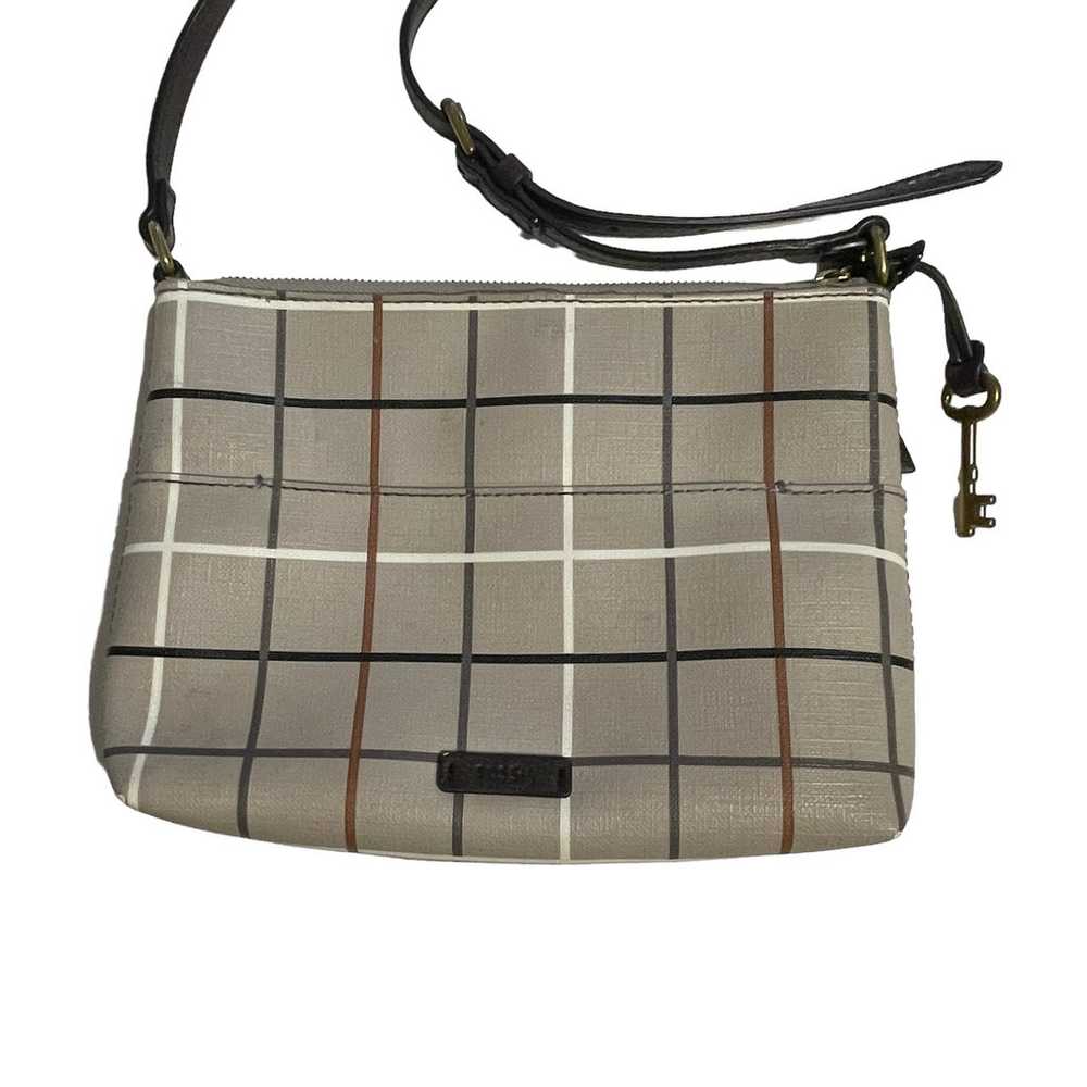 Fossil Gray Plaid Fiona Crossbody Bag Womens Key … - image 4