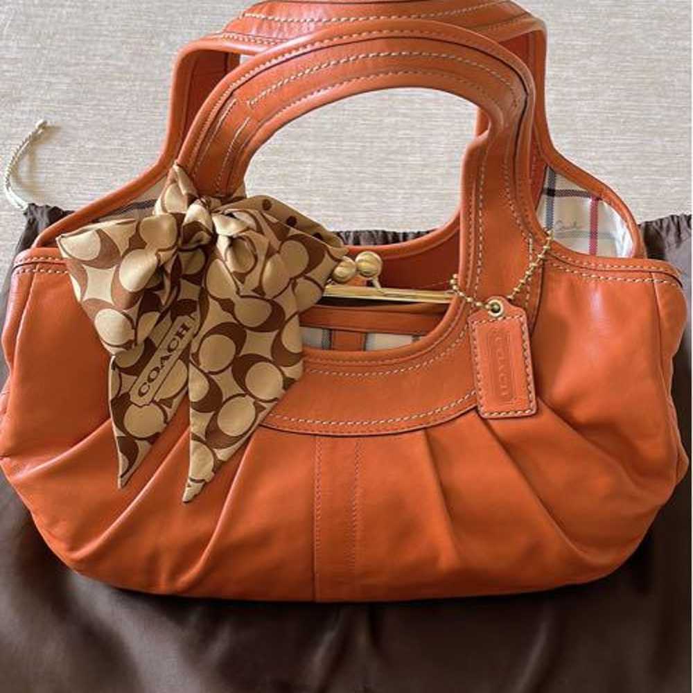 COACH orange leather handbag - image 1