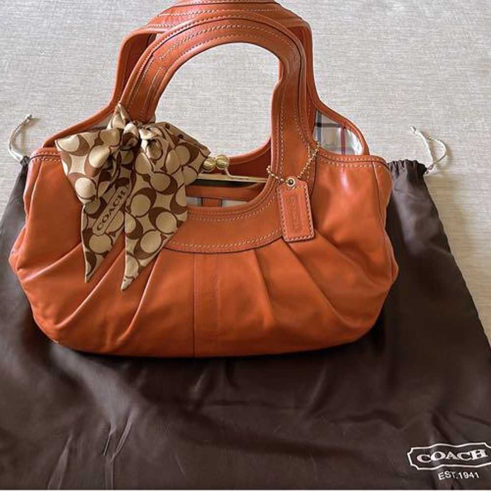 COACH orange leather handbag - image 2