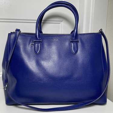 Lauren Ralph Lauren Newbury Blue Saffiano Leather 