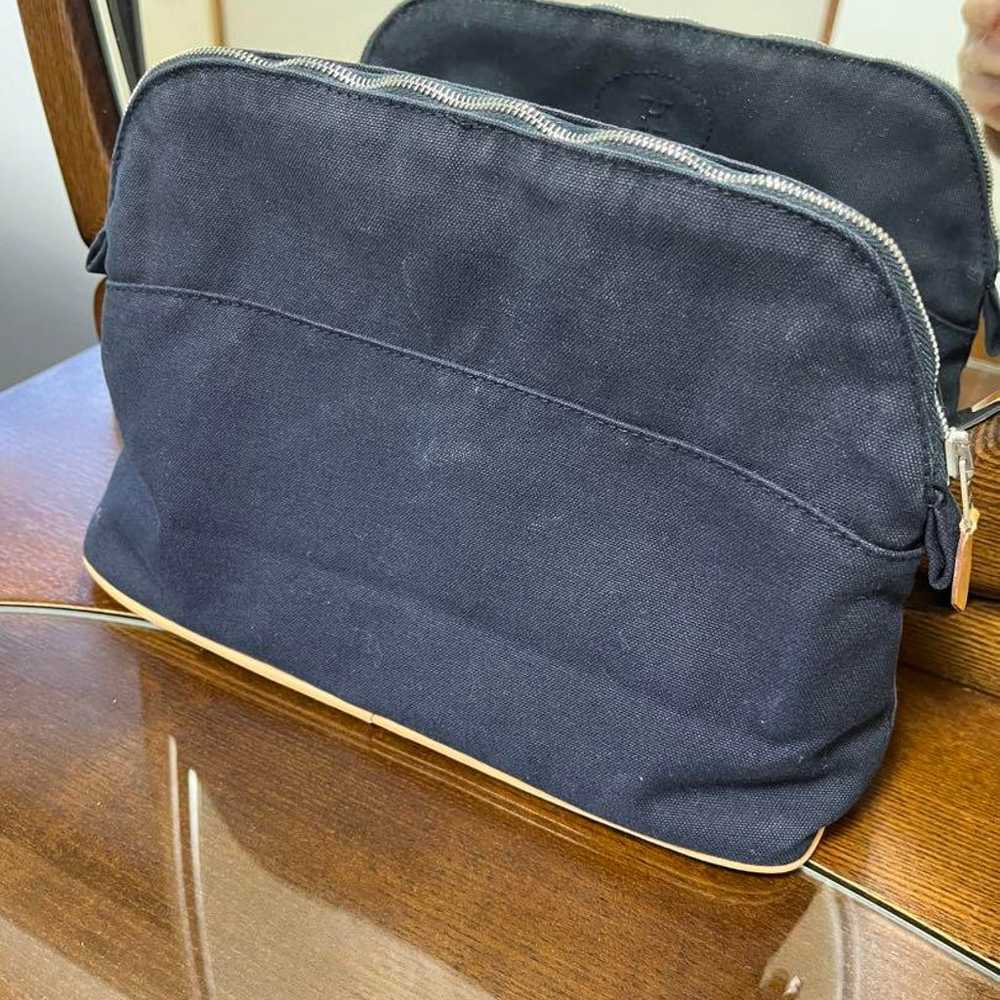 Hermès Navy Canvas Pouch - image 2