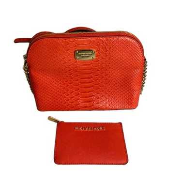 Michael Kors Red Orange Snake Embossed Leather Do… - image 1