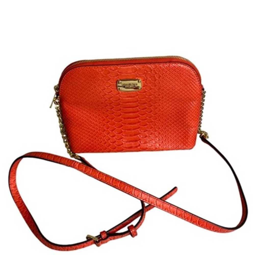 Michael Kors Red Orange Snake Embossed Leather Do… - image 3