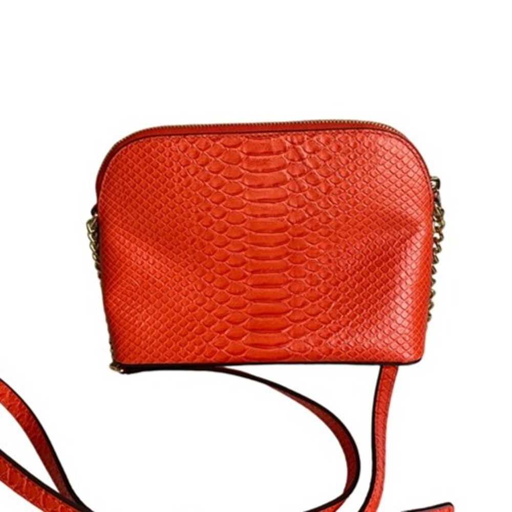 Michael Kors Red Orange Snake Embossed Leather Do… - image 4