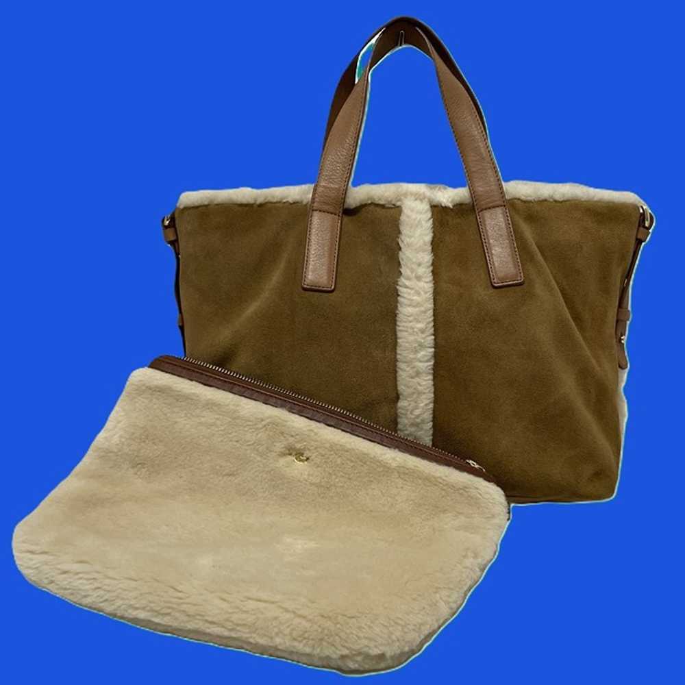 UGG Shoulder Bag Pouch Set Brown Suede White Wool… - image 1