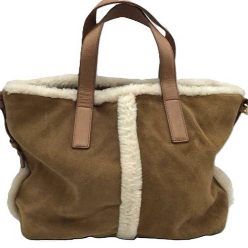 UGG Shoulder Bag Pouch Set Brown Suede White Wool… - image 2